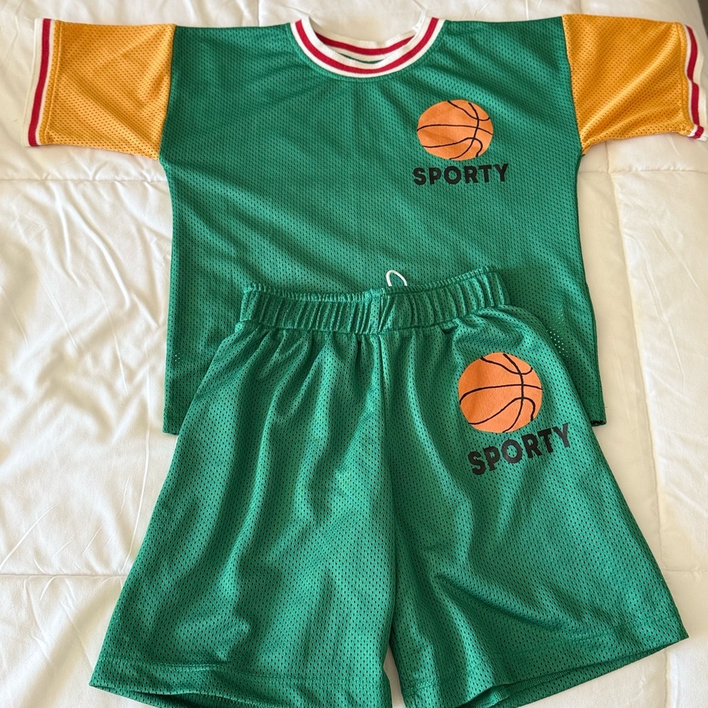 Mini Rodini Green and Yellow Sporty Jersey Set